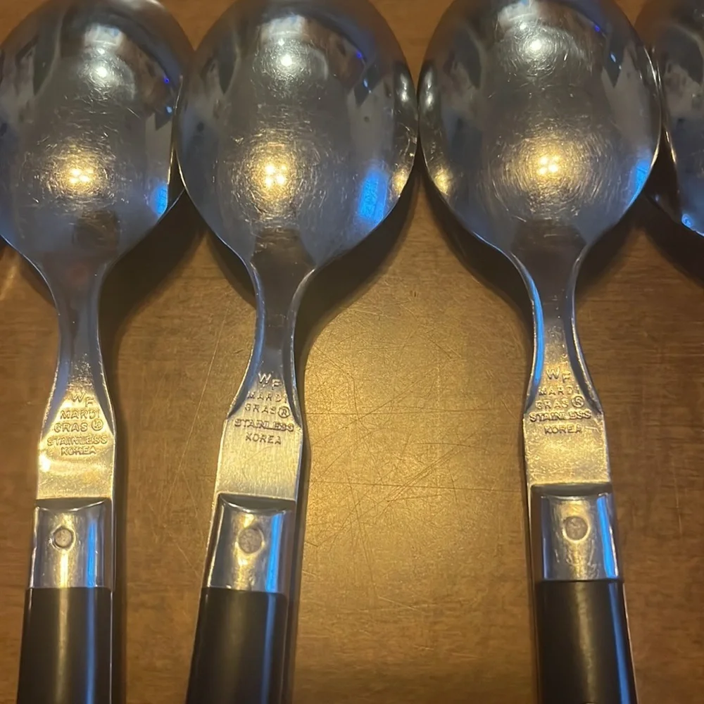 Washington Forge Mardi Gras Black Stainless Soup‎ Spoon 6 Silverware flatware